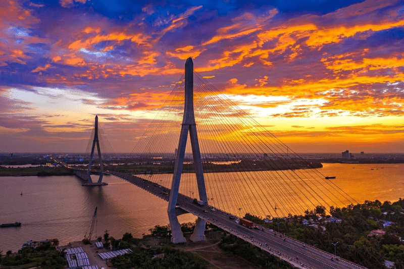 Mô hình Cầu Cần Thơ 2 kết nối cao tốc Mỹ Thuận - Cà Mau