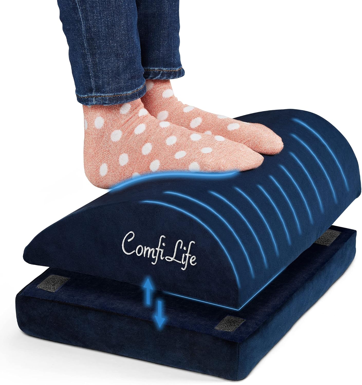 ComfiLife Memory Foam Foot Rest for Under Desk &ndash; teardrop shaped black foam footrest