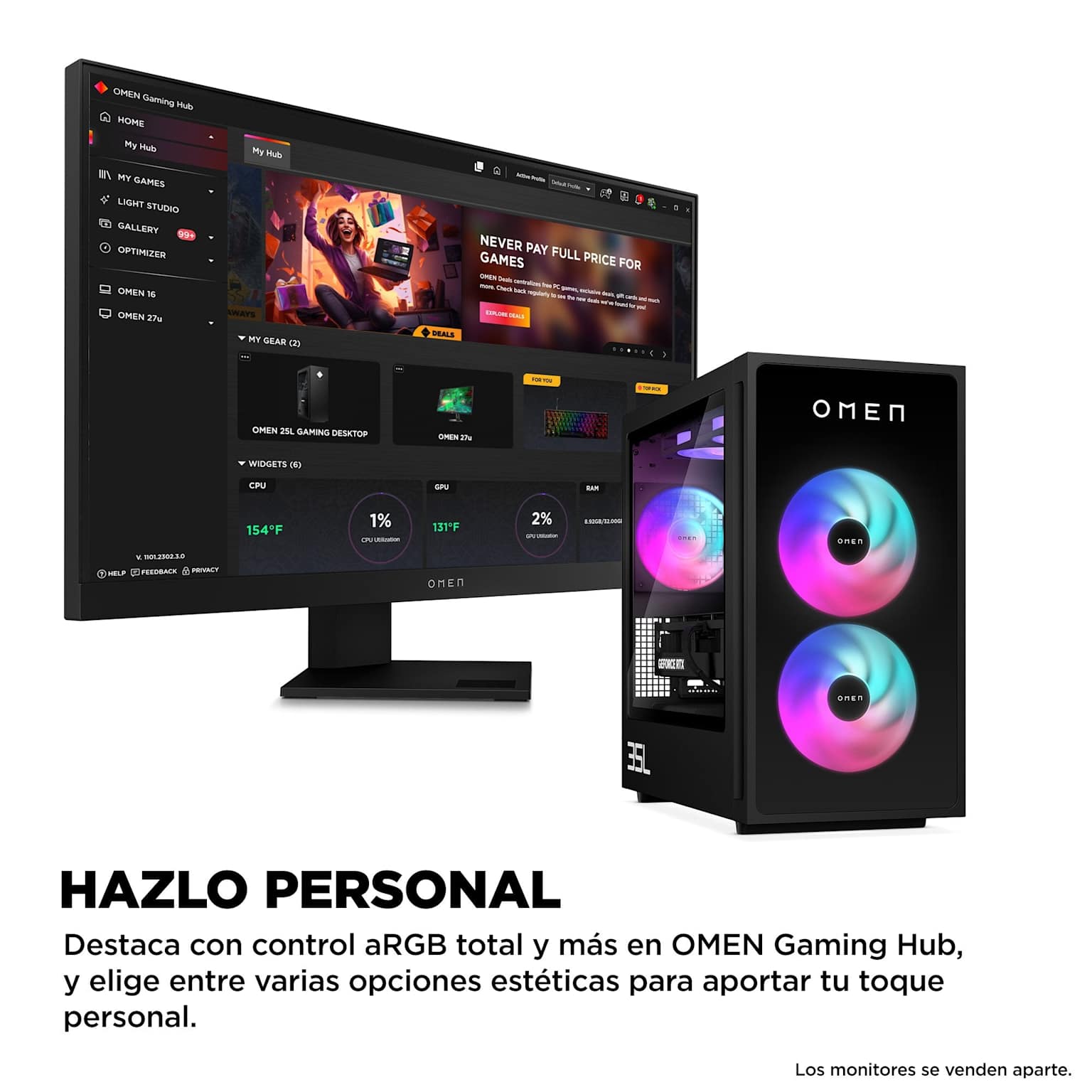 HP Omen GT16-0056ns 35L PC Gaming Sobremesa Negro RGB