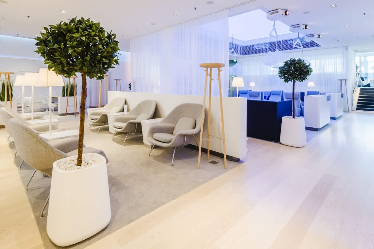 Modern airport lounge for business travelers