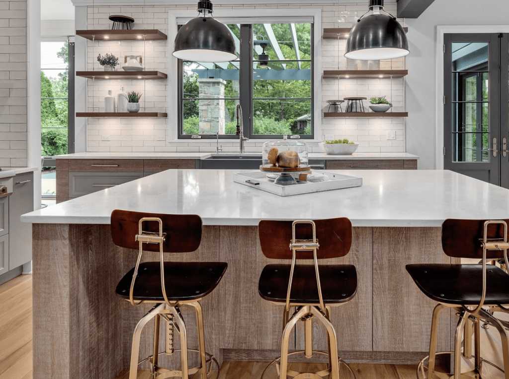 Staged kitchen with bright modern look
