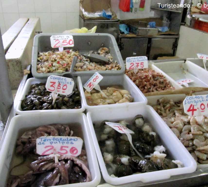 Panama City market seafood stalls