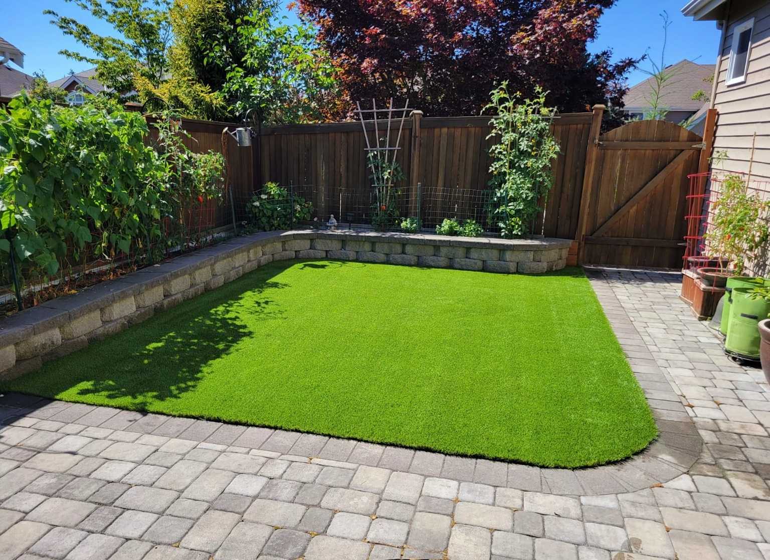 Custom artificial turf installation by Legacy System Pavers in the Bay Area