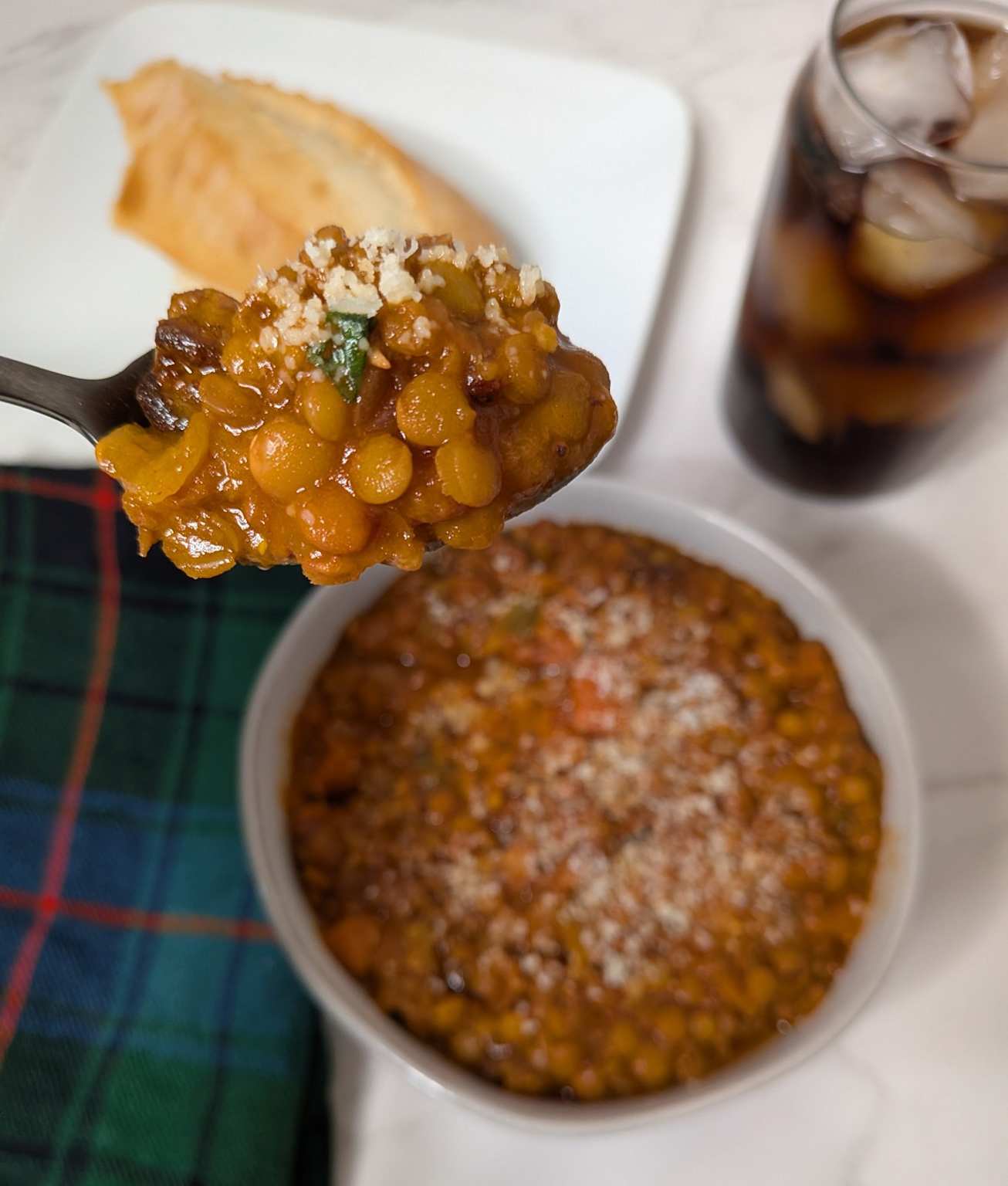 Lentil soup serving suggestion