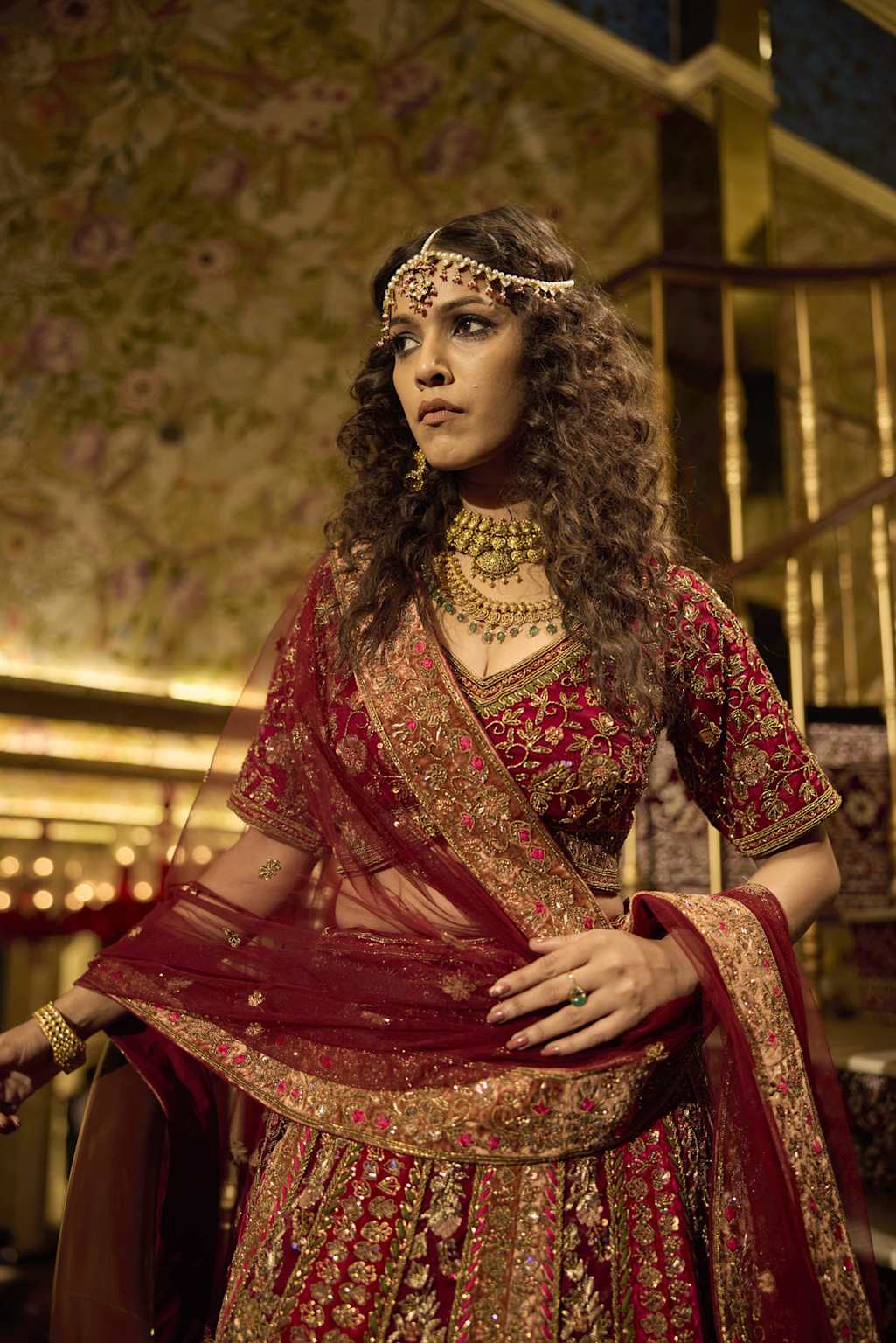 Red Kali Lehenga