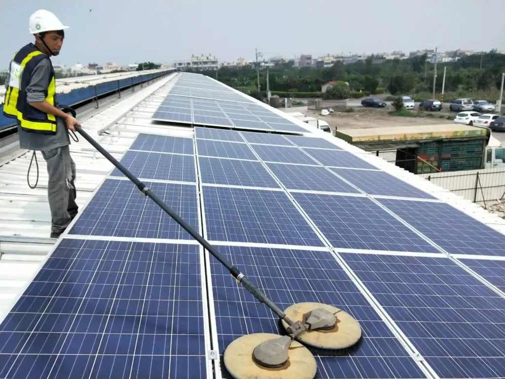 Clean solar panels on roof
