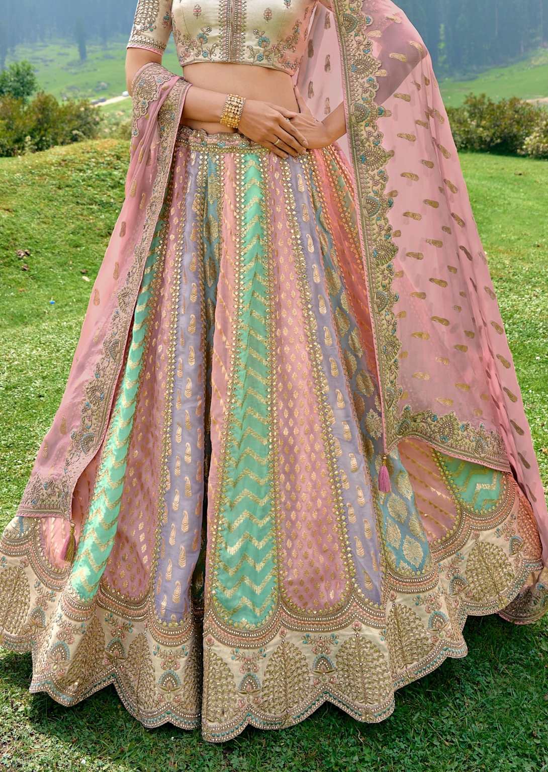 Pastel Banarasi Silk Saree