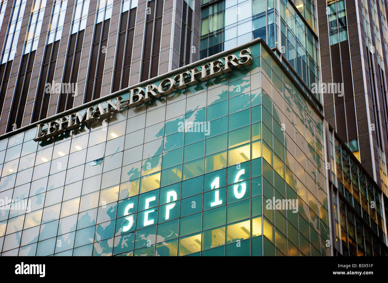 Lehman Brothers headquarters building in New York City, September 16, 2008