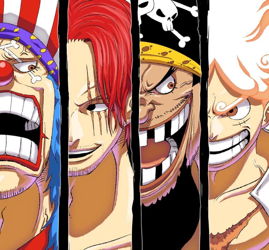 Les 4 Empereurs Yonko One Piece - Buggy Shanks Barbe Noire Luffy visages HD