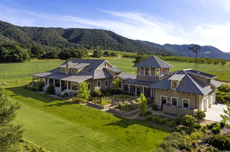 Aerial view of a Santa Ynez ranch property