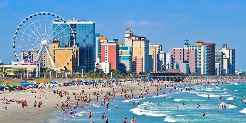 Myrtle Beach, South Carolina boardwalk and beach