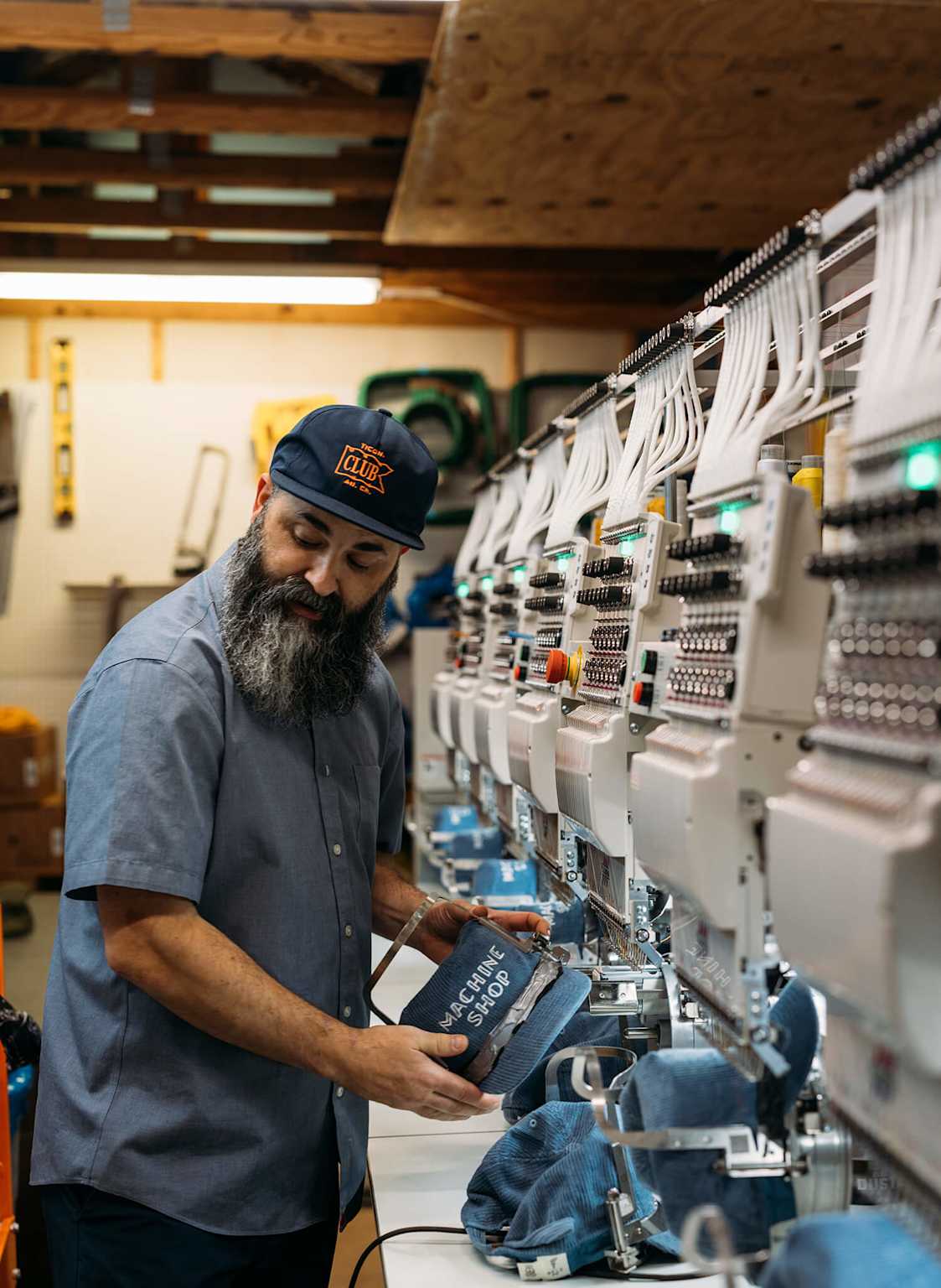 Hat embroidery and sampling at factory