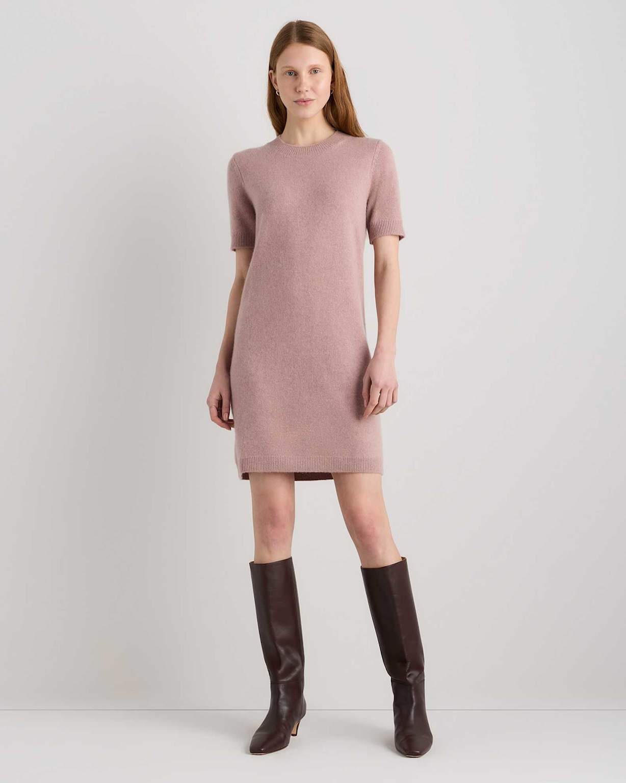 Short-sleeve cashmere knit