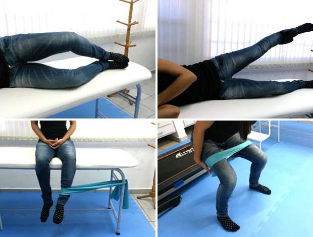 Sequência de exercícios para quadril e joelho usados no tratamento da dor femoropatelar