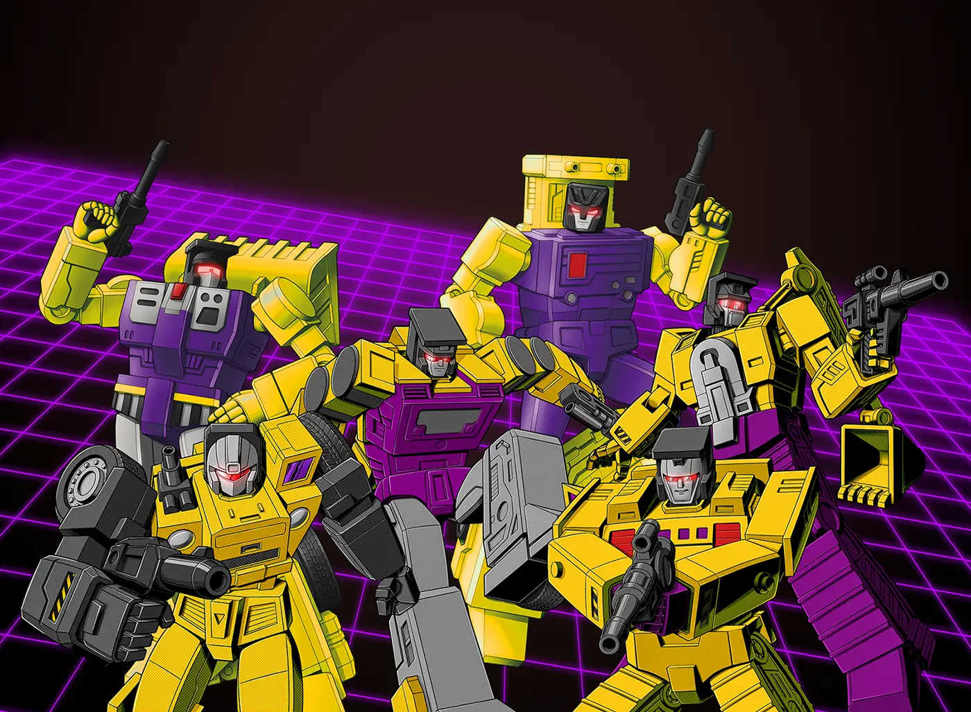 Les Constructicons Transformers équipe complète vert et violet