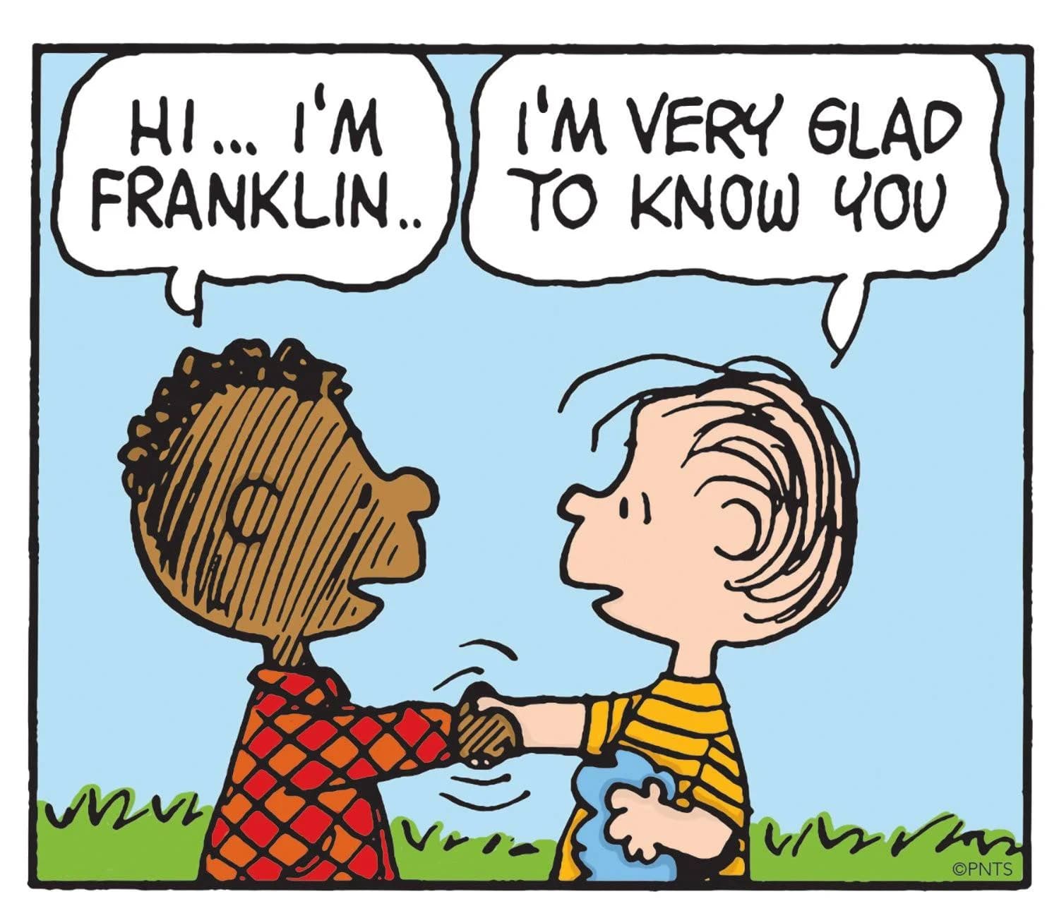 Franklin meets Charlie Brown first strip