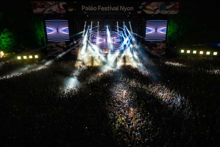 Paleo Festival Nyon aerial view concert crowd night