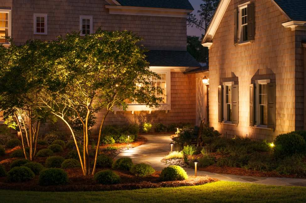 Custom outdoor lighting installation by Legacy System Pavers in the Bay Area