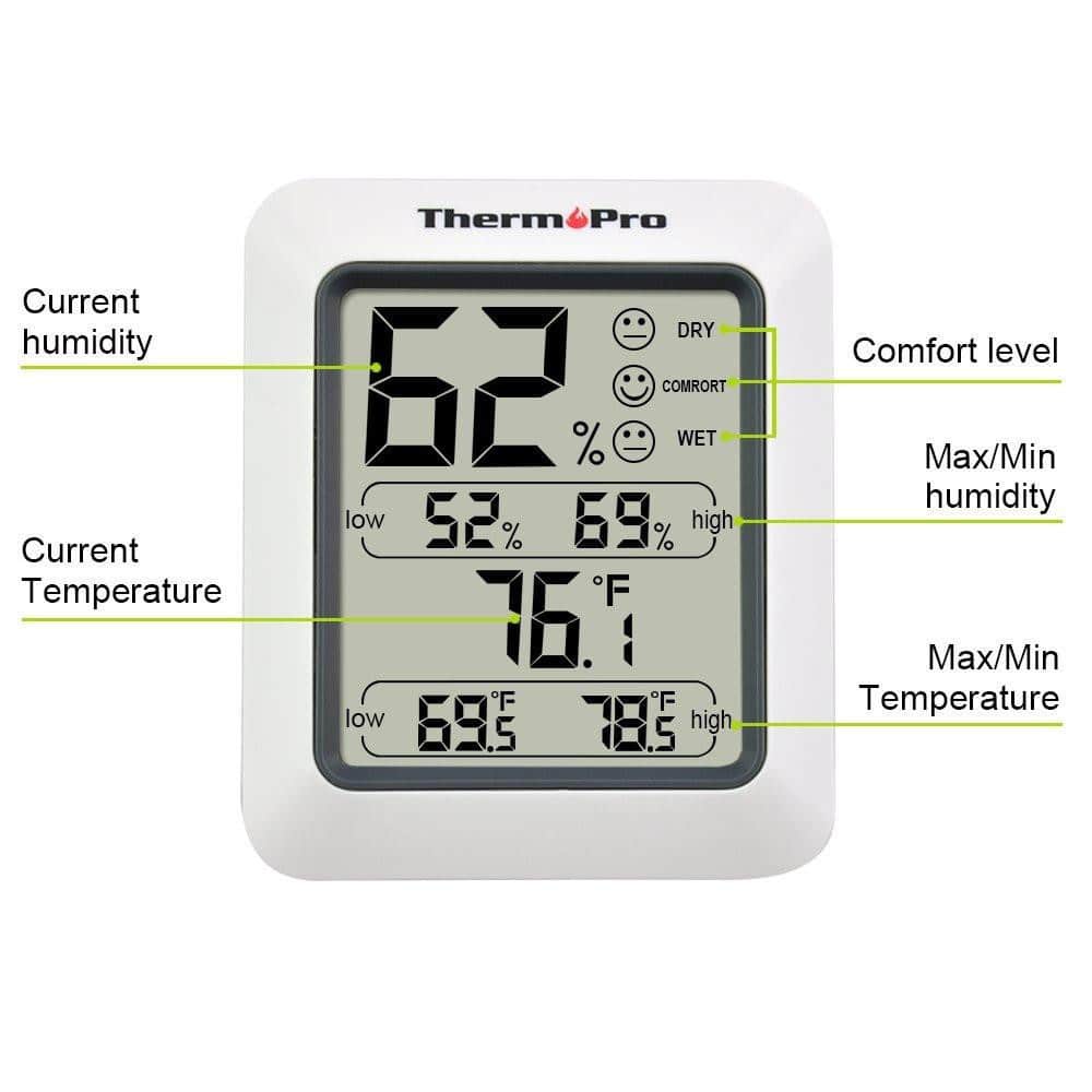 ThermoPro TP50 digital hygrometer thermometer β bedroom temperature and humidity monitoring for sleep