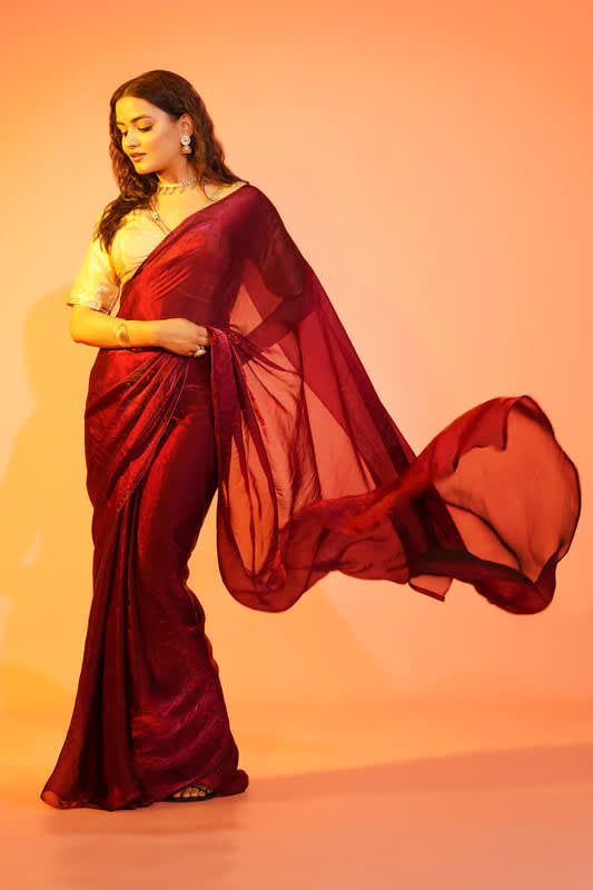 Maroon Handwoven Silk Saree