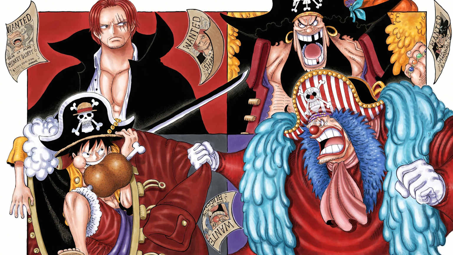 Les Quatre Empereurs One Piece actuels - Luffy Shanks Baggy wanted posters HD 1920x1080