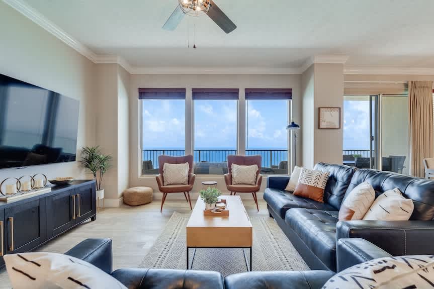 Panama City luxury condo ocean view living room