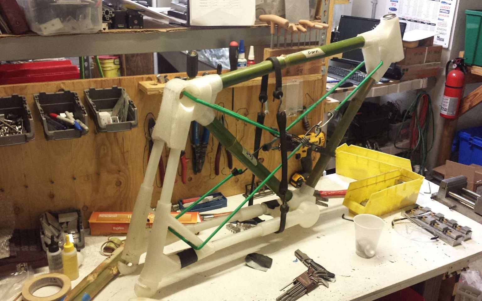 Bicycle frame prototype with 3D printed joints