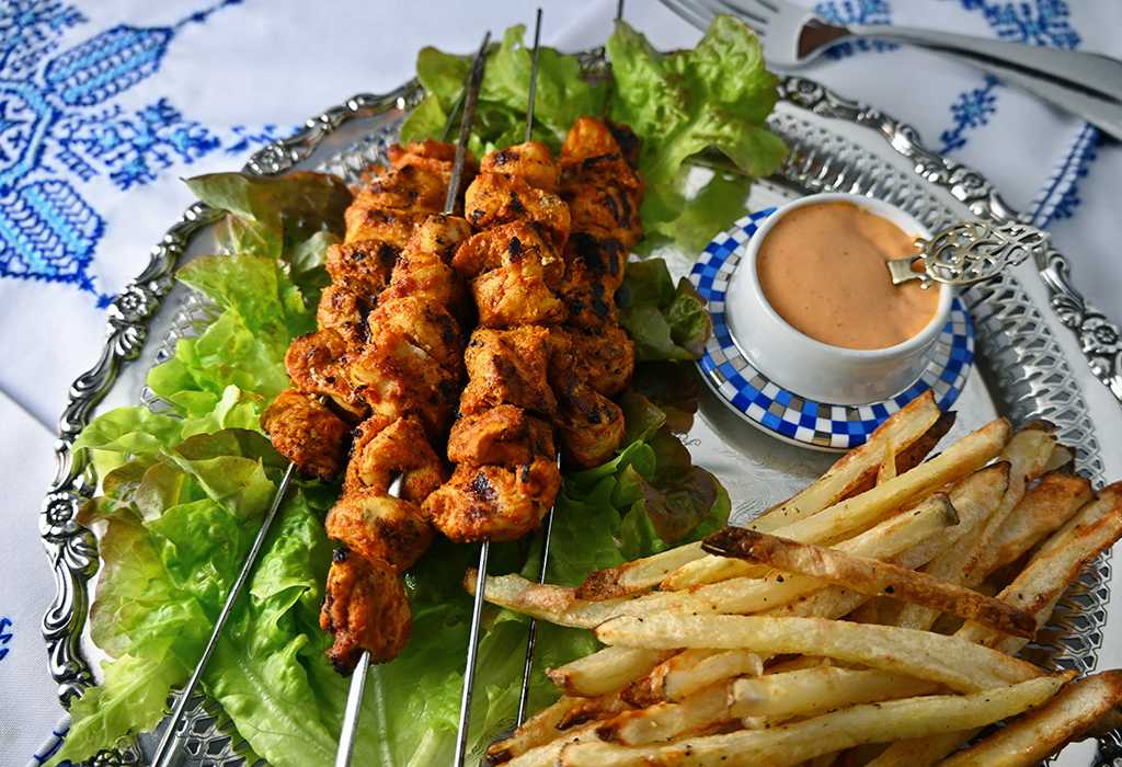 Chicken Palma brochette poulet frites