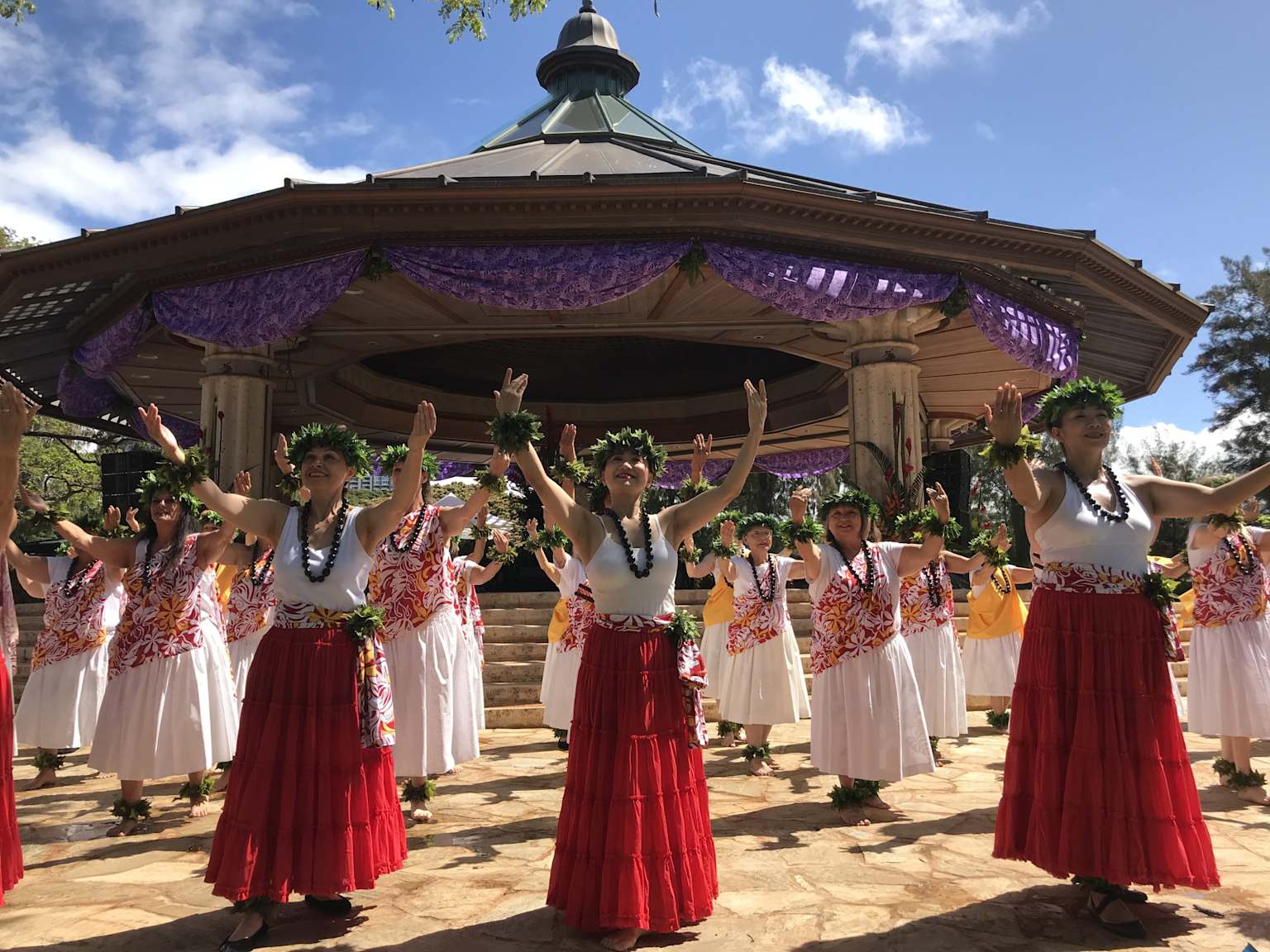 Hula performers at Lei Day celebration