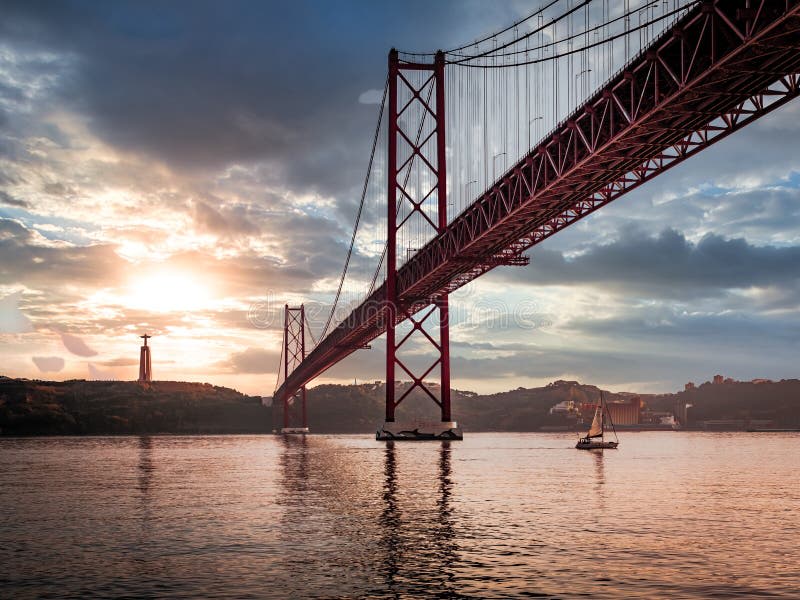 Lisbon 25 de Abril Bridge at sunset