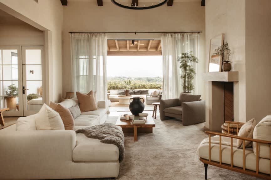 Warm and cozy living room style interior