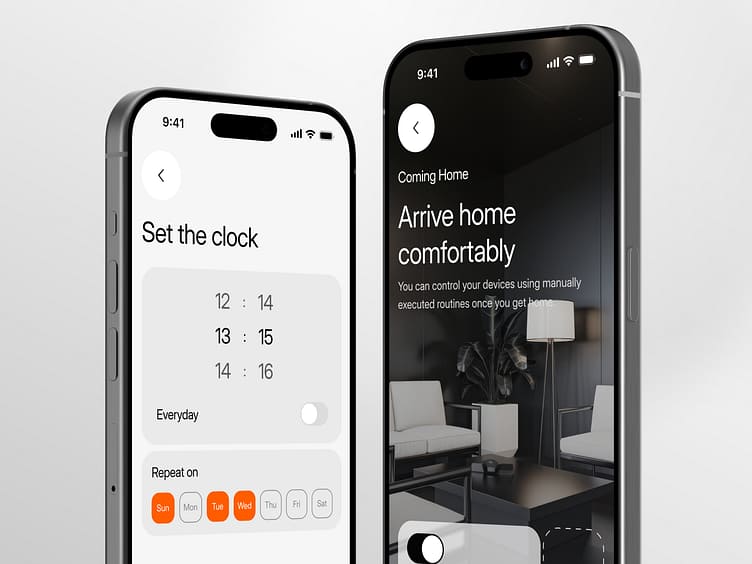 Smart home app screen showing automated daily routine schedules