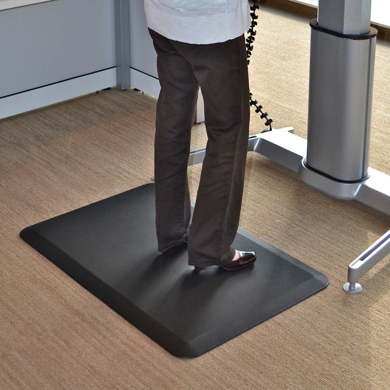 NewLife by GelPro Eco-Pro Anti-Fatigue Mat &ndash; black flat mat, person standing