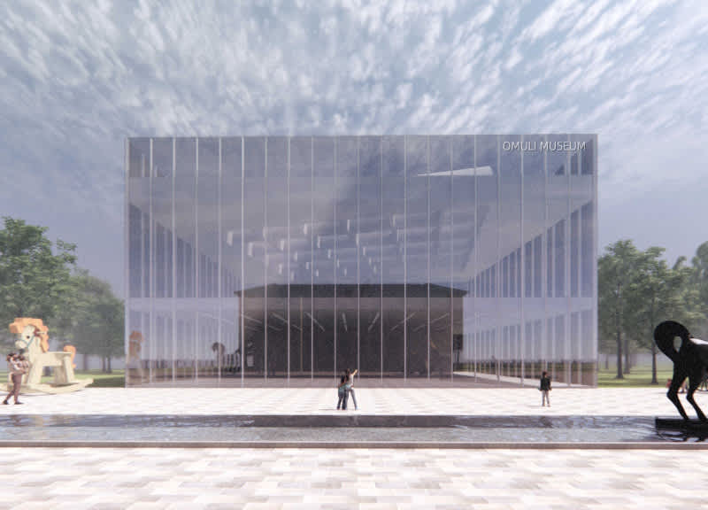 Modern architectural facade with expansive negative space