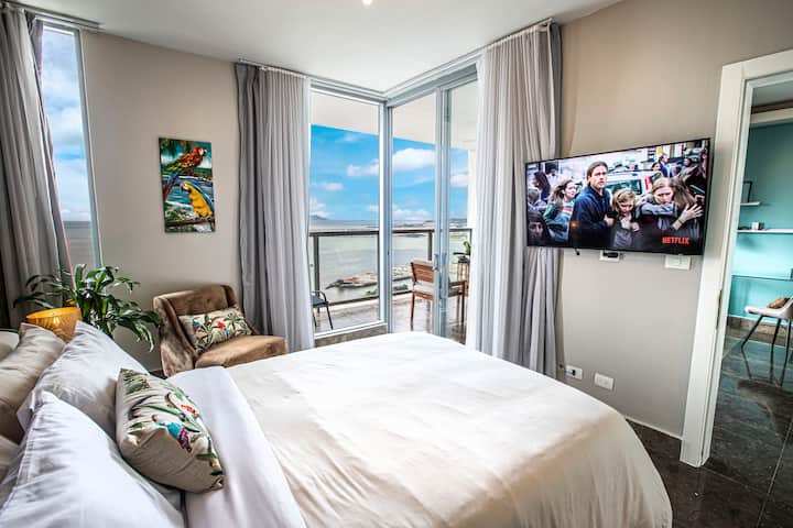 Panama City condo ocean view bedroom balcony