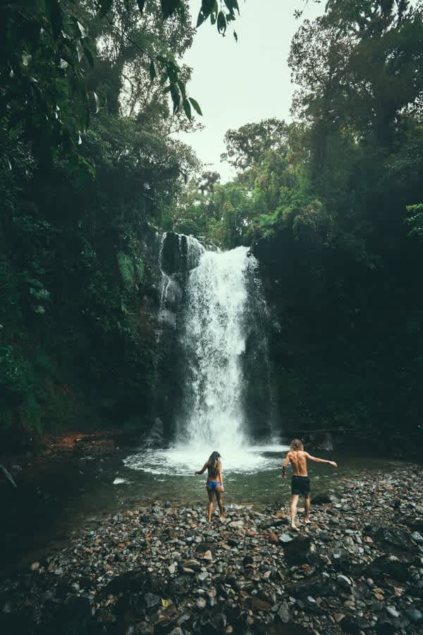 Lost Waterfalls trail Boquete hikers at waterfall