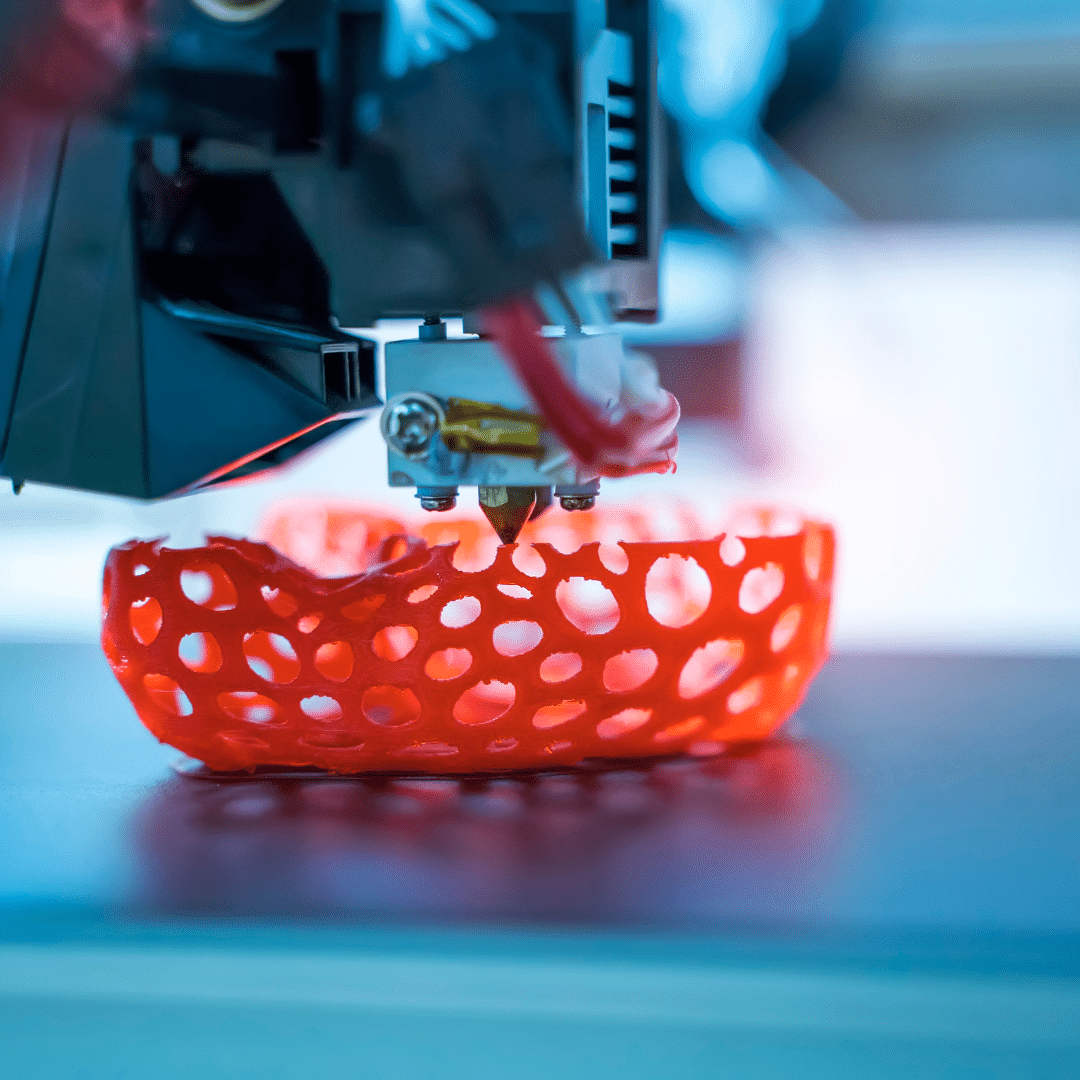 Orange lattice prototype being printed