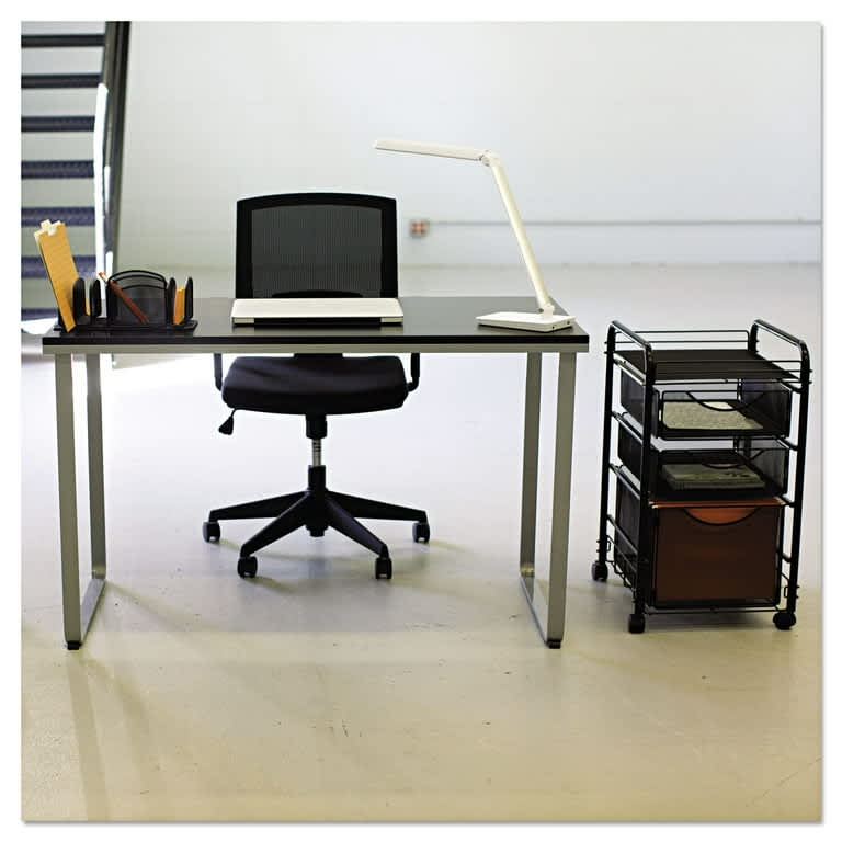 Safco Anti-Fatigue Mat 20x30 &ndash; black mat in front of office desk and chair
