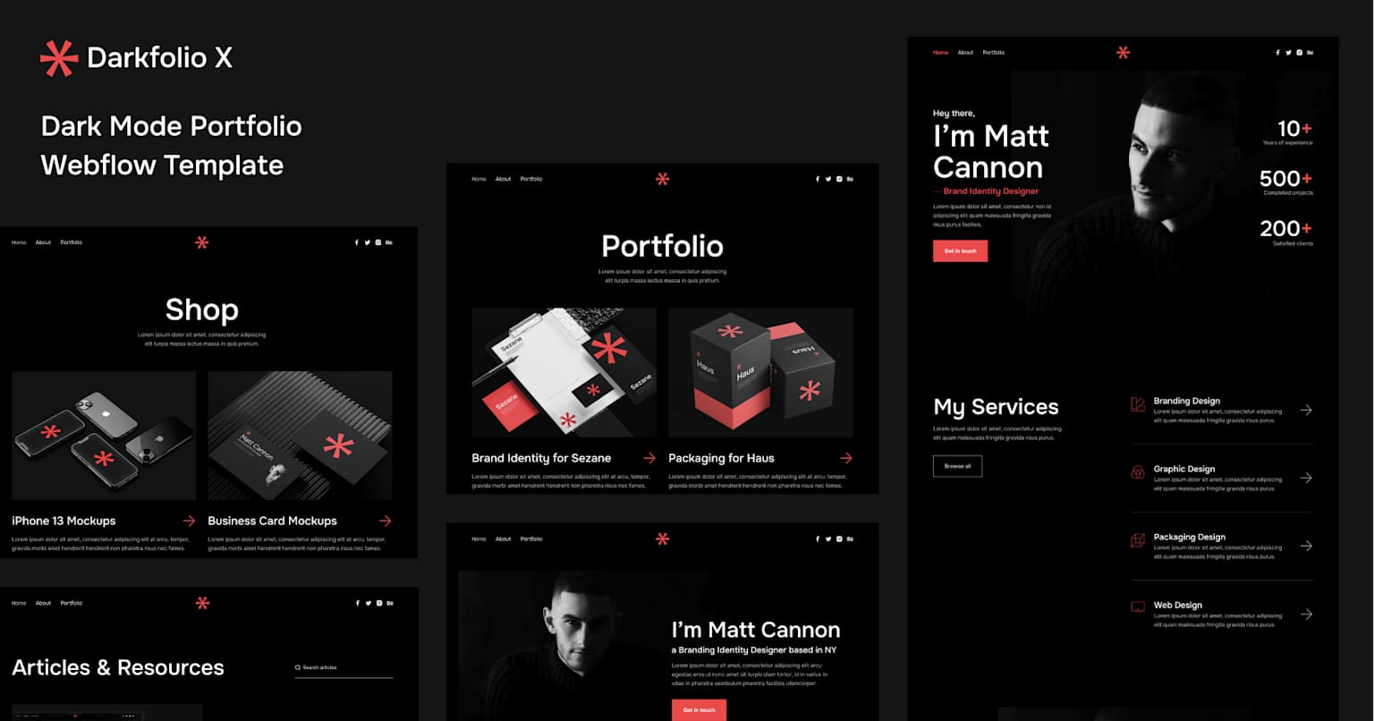 Inspiracja portfolio studia kreatywnego w ciemnym, nowoczesnym stylu