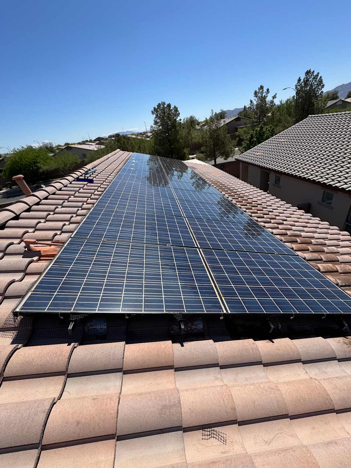 Solar panels in Antelope Valley desert sunshine