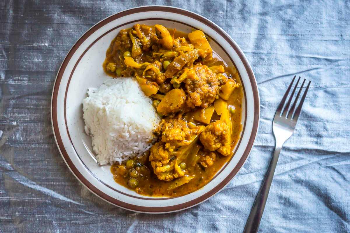 Plate of local curry and rice