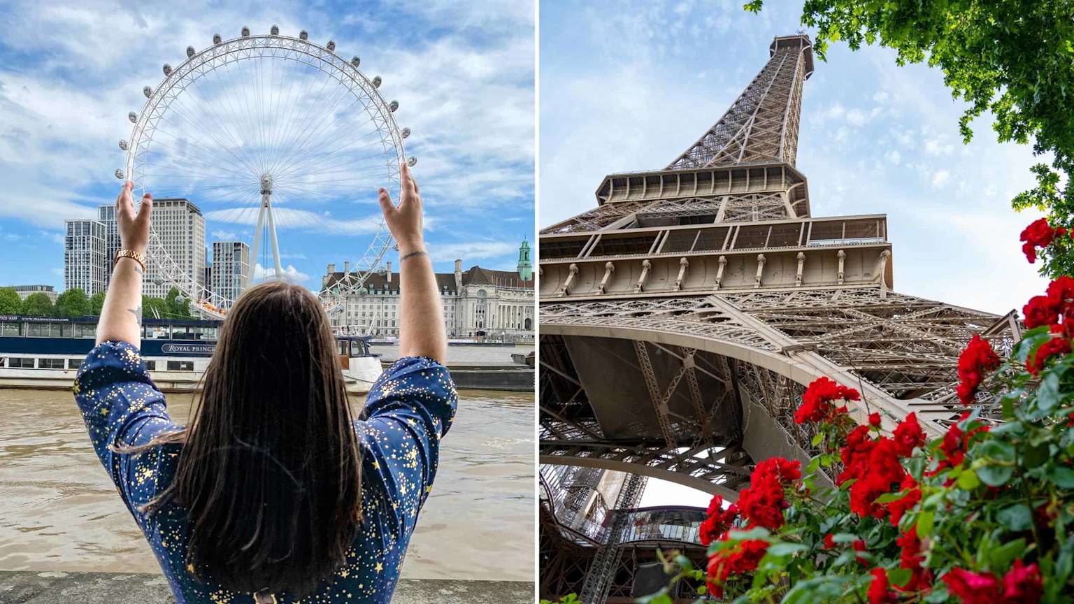 London Eye and Eiffel Tower collage