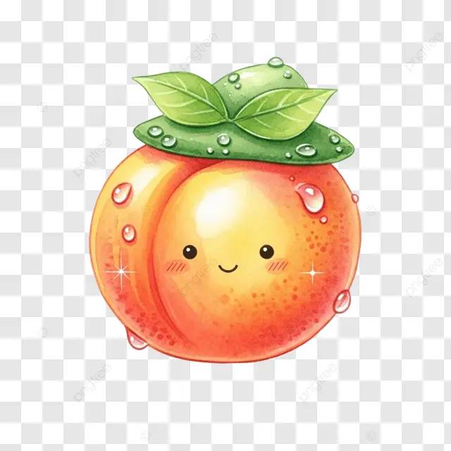 Cute peach illustration with a cheerful playful look