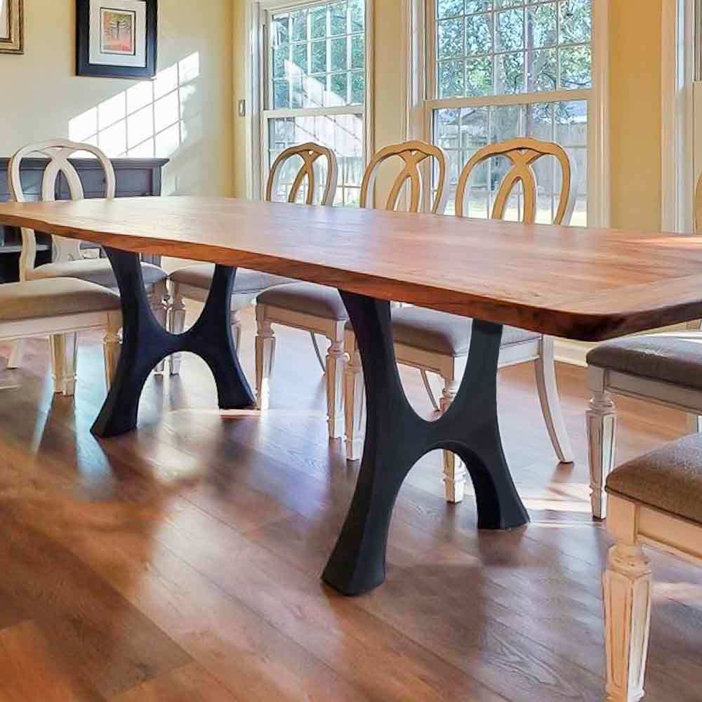 Industrial black metal dining table