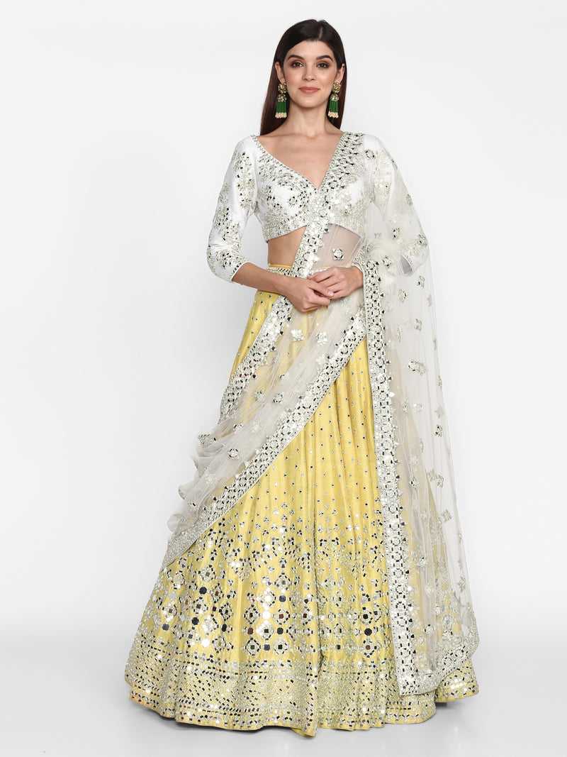 Ivory Lehenga Yellow Blouse