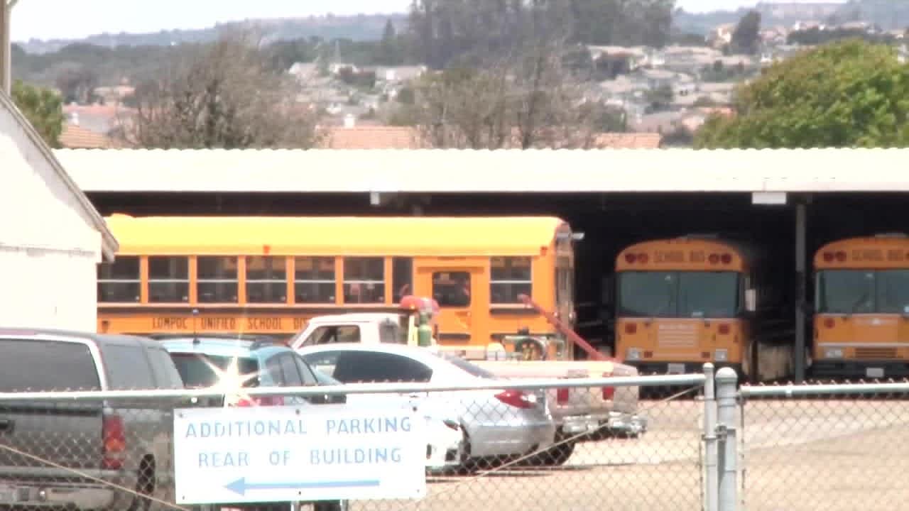 School buses at a district facility