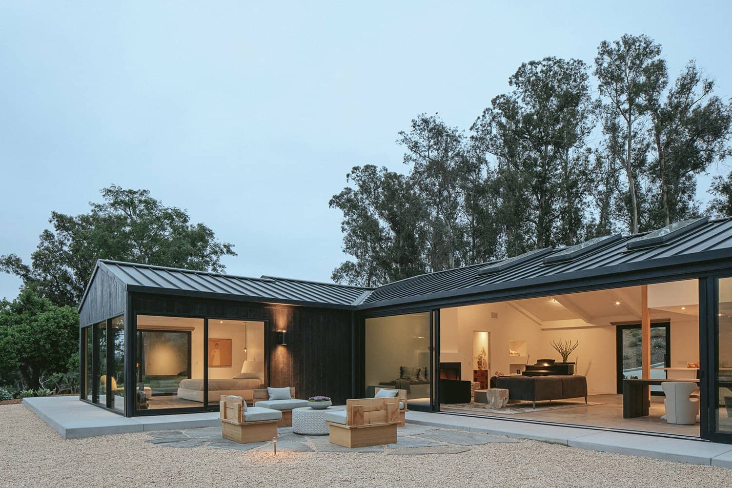 Modern Santa Ynez home exterior with mountain views