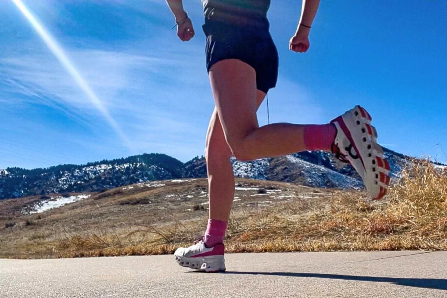 Runner in road shoes