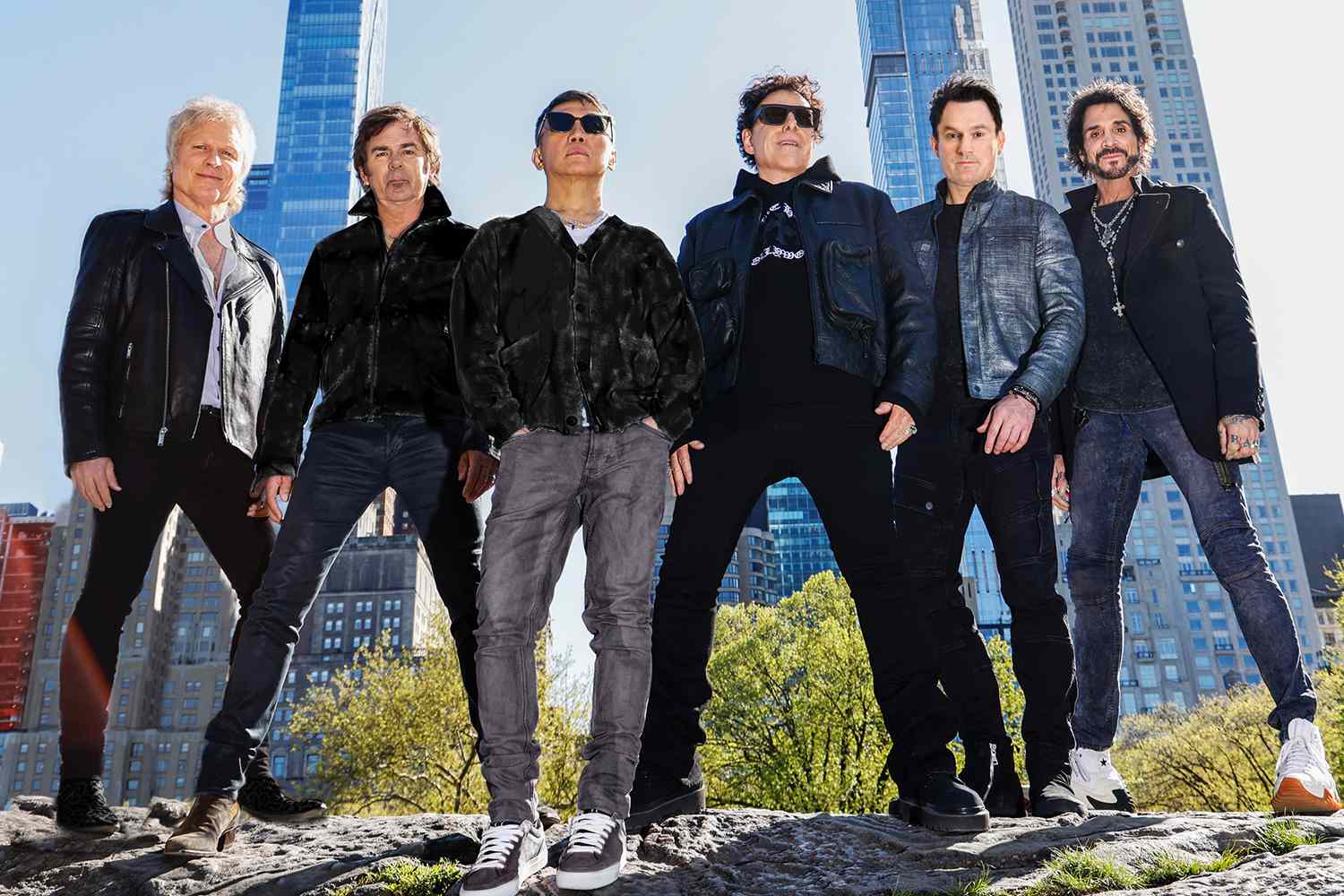 Journey band members posing together for Final Frontier Tour