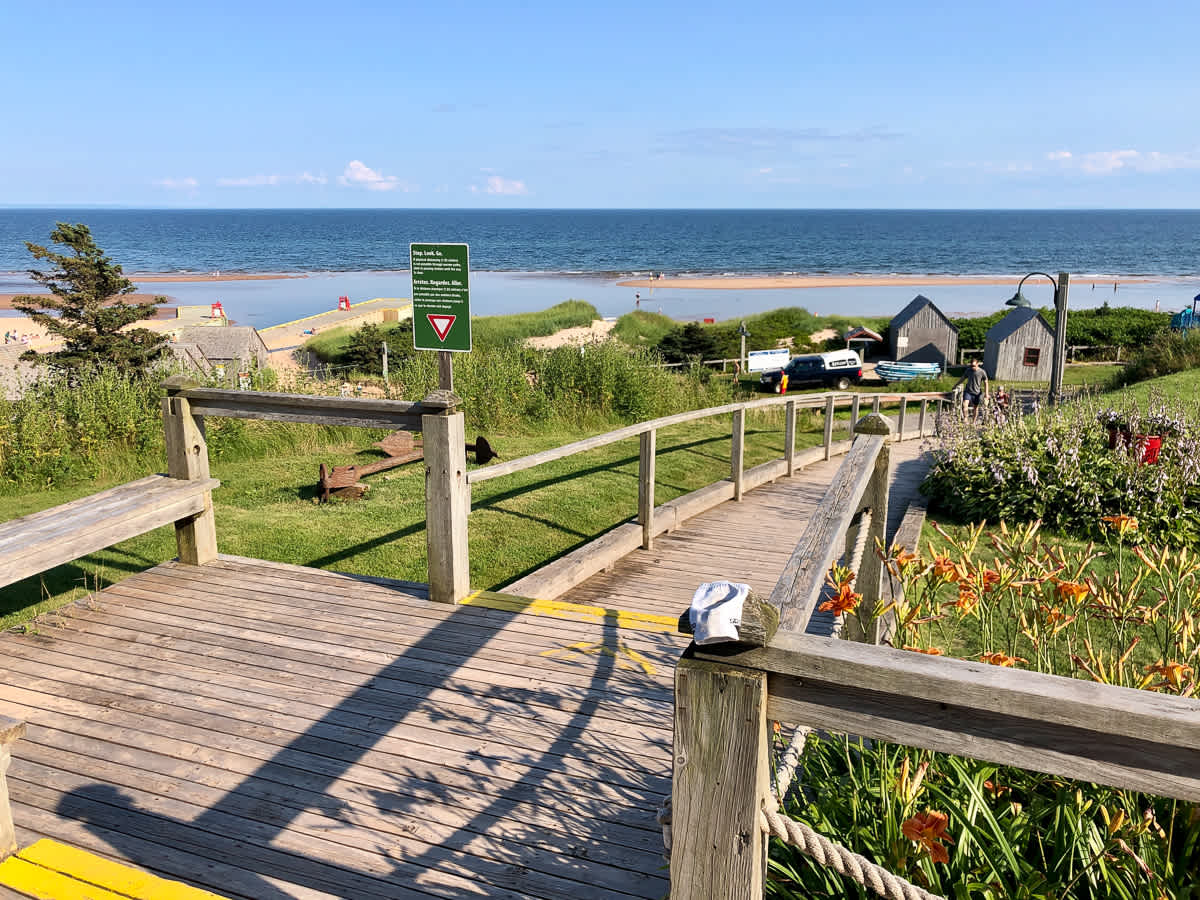 Basin Head Provincial Park boardwalk to singing sands beach, PEI